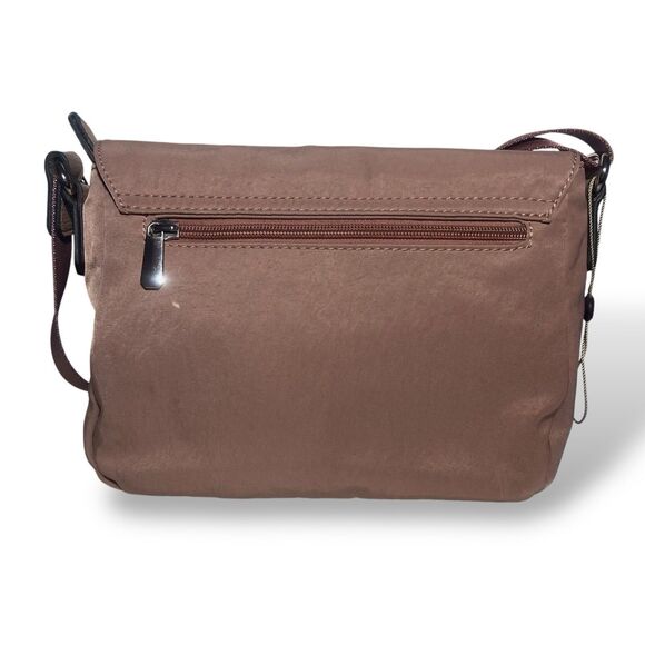 Salamander Nylon Leather Crossbody Shoulder Bag Mauve Adjustable Strap Pockets - Picture 5 of 11